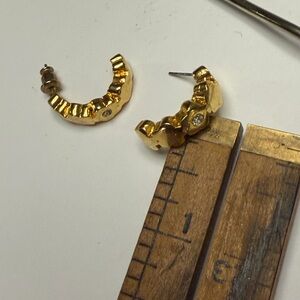 Gold Tone Textured Hoop Earrings